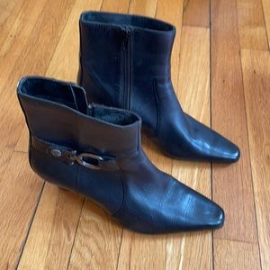 Anne Klein black leather booties
